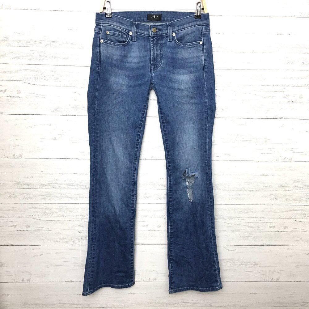 7 For All Mankind Jeans Original Bootcut Distressed Low Rise size 28 length 34"